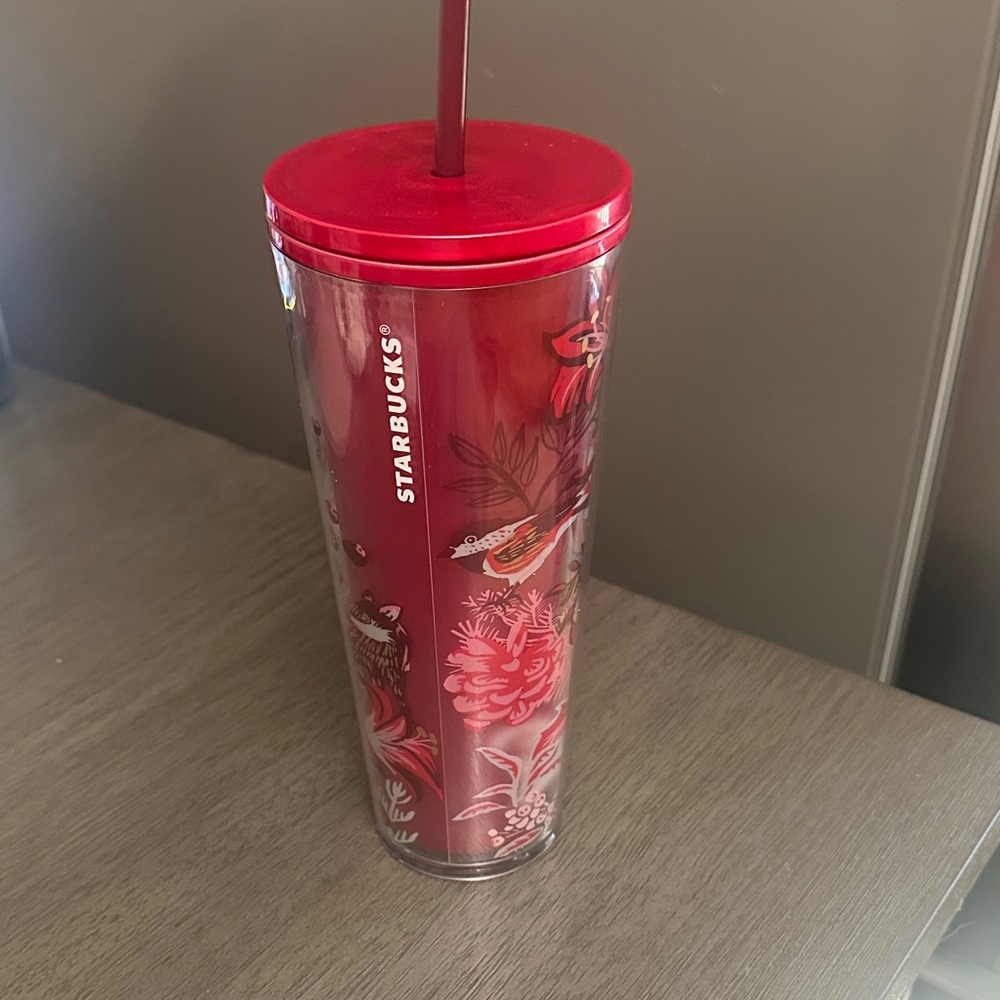 Starbucks Red and White Floral Tumbler
